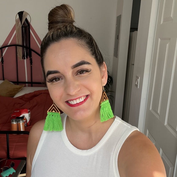 Triangle Macrame Earrings - Picture 1 of 2